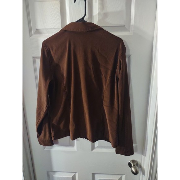 French Kuff Top Size 12 Brown Button down Collar Long Sleeve Thick - Picture 4 of 9